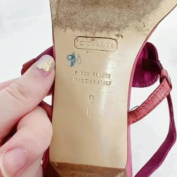 Coach Y2K Vintage Pink Leather Strappy Sandal Kitten Heels Pumps Women's Size 9 - Picture 8 of 12